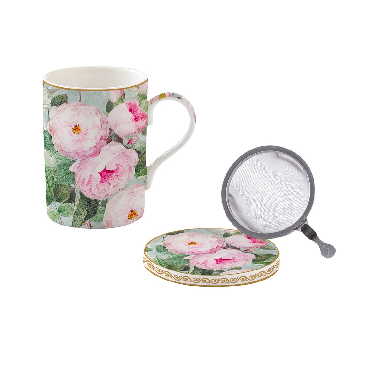 Juego de taza e infusor "Roses in bloom"