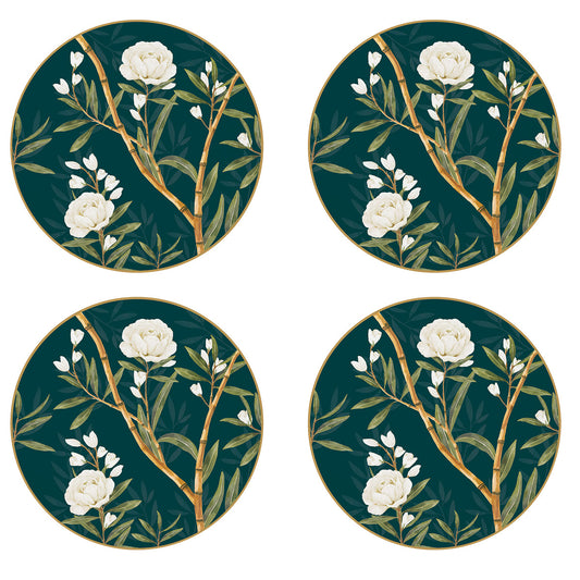 Set de 4 platos de postre “Royal Peonies”