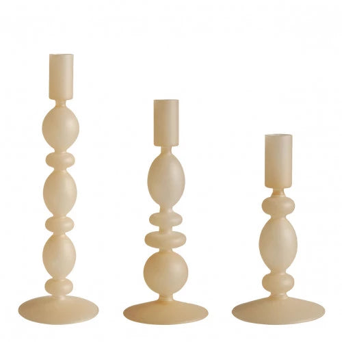 Set de 3 portavelas beige mate